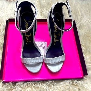 New…Never Worn White Snake Skin Ankle Strap Closure.